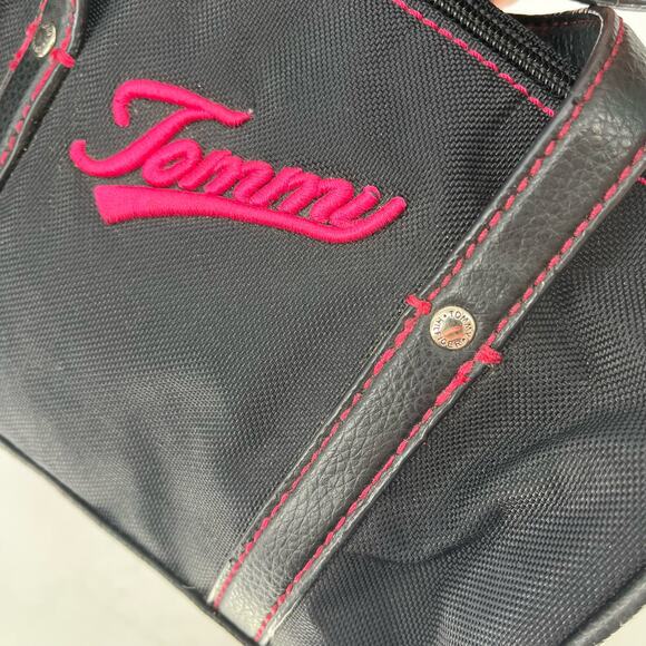 Tommy Hilfiger Vintage Mini Duffle Bag Purse Black Pink - Picture 9 of 10